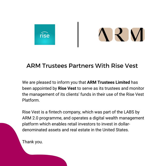 Risevest Investment Partners With Arm Trustees Limited 2021