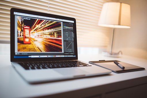 A street image on a laptop