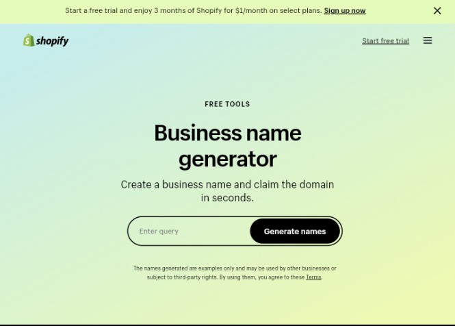 Shopify business name generator 