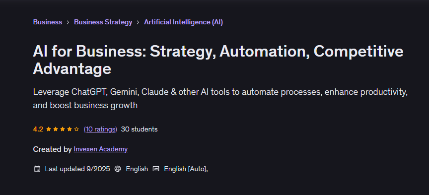 AI for Business Strategy by Udemy