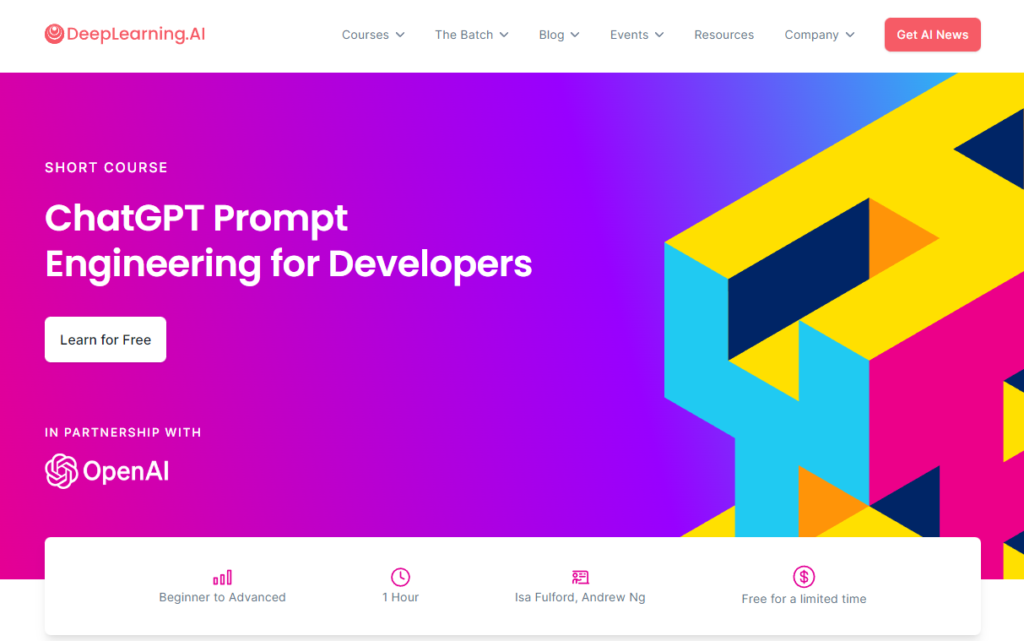 Learn AI: Best AI Courses for Beginners 10 ChatGPT Prompt Engineering for Developers