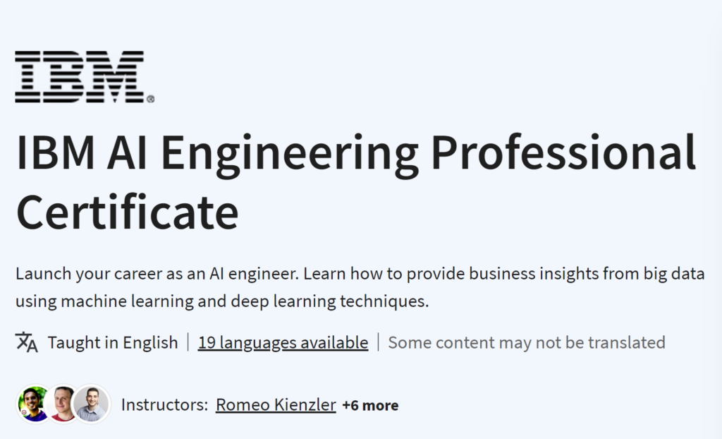 IBM AI Engineering Professional Certificate
