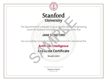 Stanford University AI Graduate Certificate